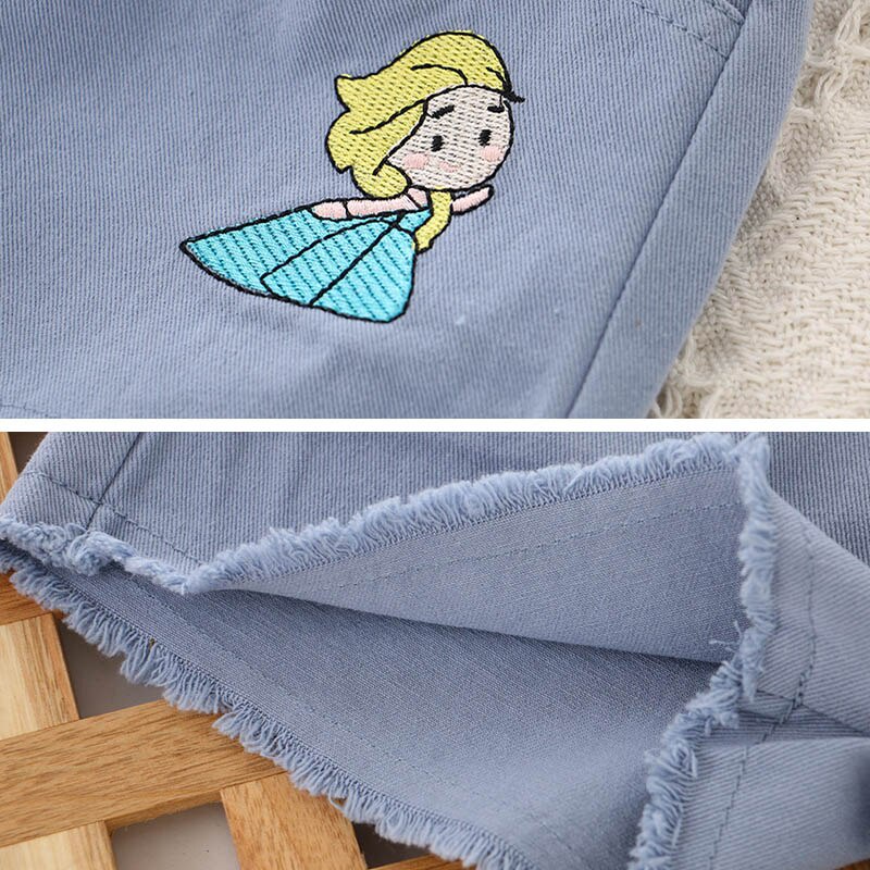 Quần Short Cotton Thêu Họa Tiết Hoạt Hình Xinh Xắn Theo Phong Cách Mùa Hè Dành Cho Bé 4-9 Tuổi