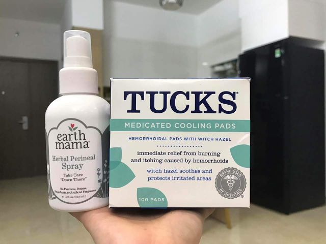 [BILL MỸ] Combo Xịt Earth Mama, Balm Earth Mama, Miếng dán lạnh Tucks 100 miếng nhập Mỹ