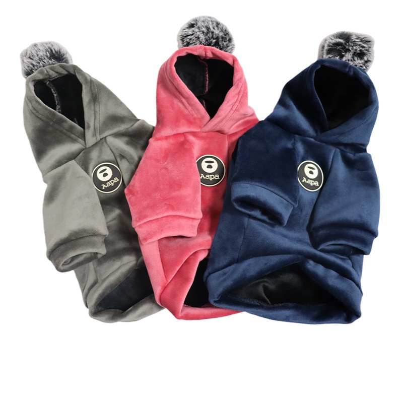 Áo mùa đông cho chó mèo áo hoodie nỉ có mũ lót lông cừu mịn hàng cao cấp