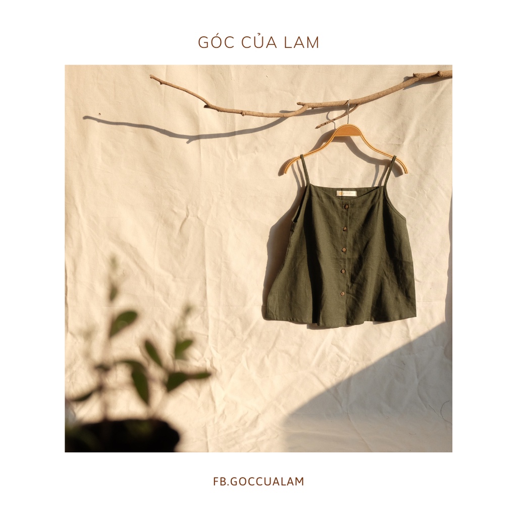 Áo 2 Dây màu trơn Linen One size Vintage Đơn giản Thời trang Nữ Áo dây Áo ba lỗ - by Góc của Lam