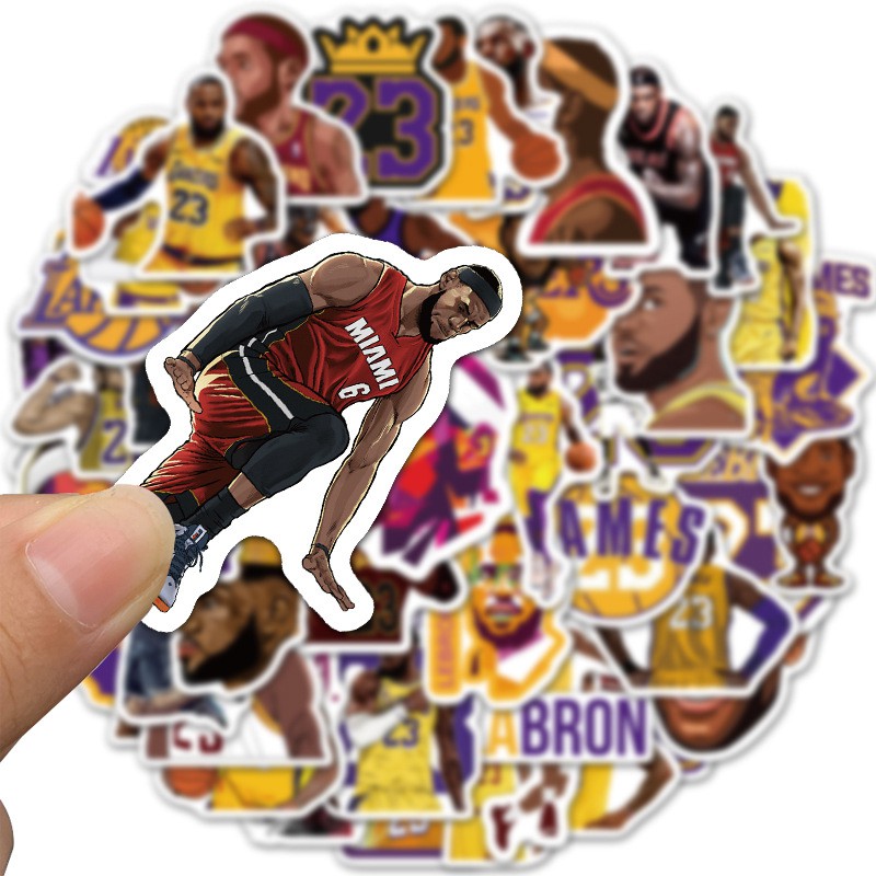 Bộ 50 miếng hình dán nhân vật cầu thủ bóng rổ Lebron James dùng trang trí