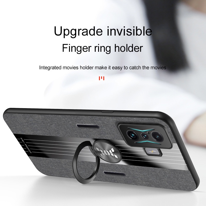 Ốp Điện Thoại Phối Vải Chống Sốc Có Vòng Đỡ Từ Tính Cho Xiaomi Redmi K50 Gaming Mi Poco F4 GT