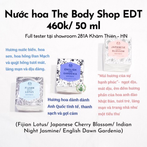 Nước hoa The Body Shop Japanese Cherry Blossom / English Dawn Gardenia / Fijian Lotus