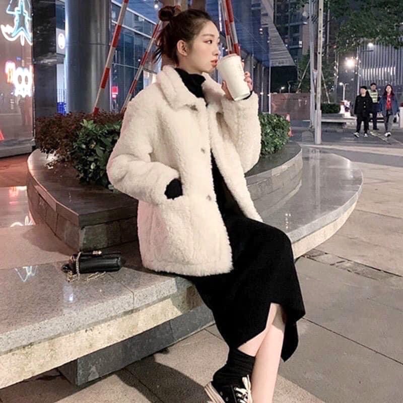 Set Jacket Bông Váy Bozip L.Y Store Nữ  🌸 Bộ áo khoác bông trắng kèm đầm body đen tiểu thư🌸