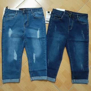 Quần jean ngố lửng cạp cao thời trang nữ