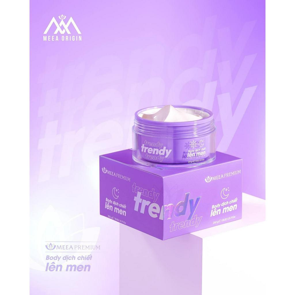Kem Body Trendy tím Meea dịch chiết lên men giúp dưỡng trắng da vượt trội, chống nắng, an toàn thân thiện với làn da