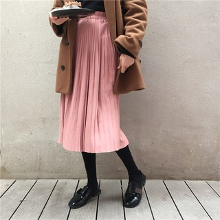 (ORDER) Váy midi xếp li trơn