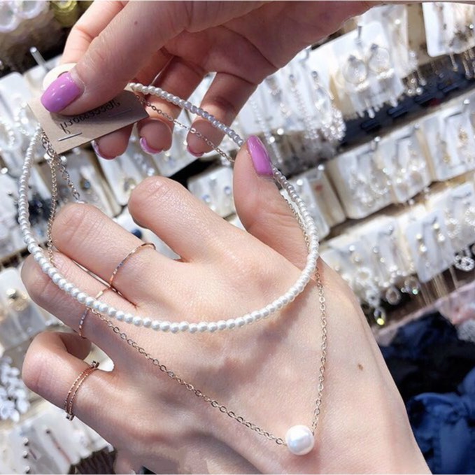 DDFI - Vòng cổ 2 lớp trang sức ngọc trai Hàn Quốc đơn giản ngọc trai E1D14 | BigBuy360 - bigbuy360.vn