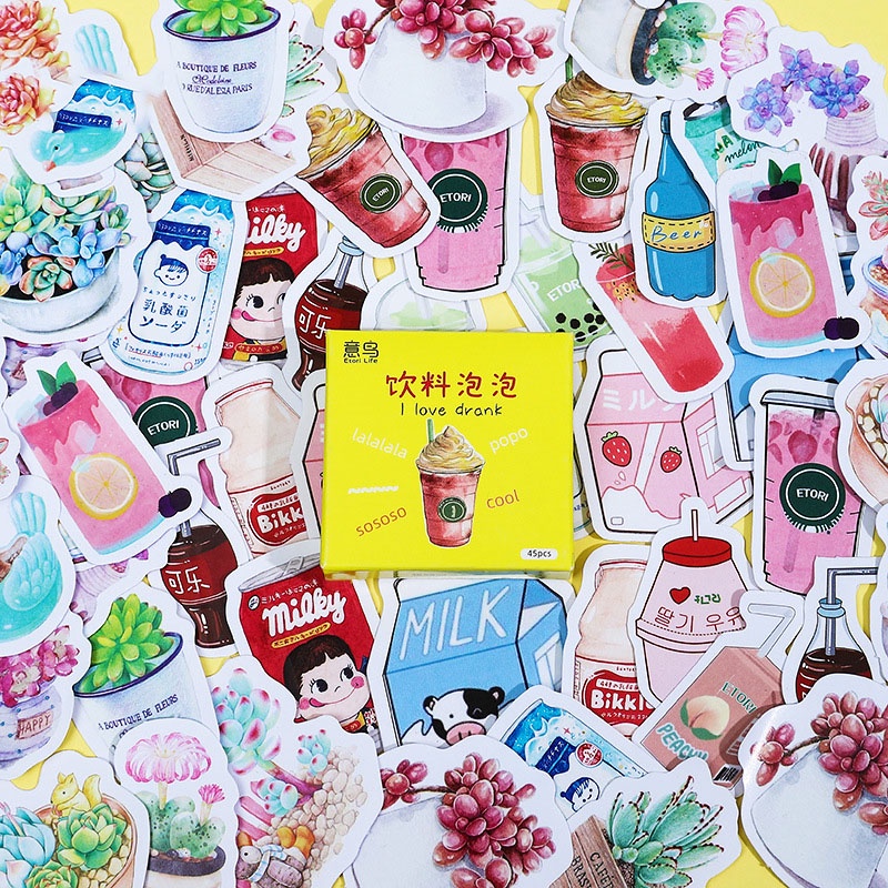 Hộp 45 sticker, 45 miếng dán hình máy ảnh trang trí sổ tay Bullet Journal