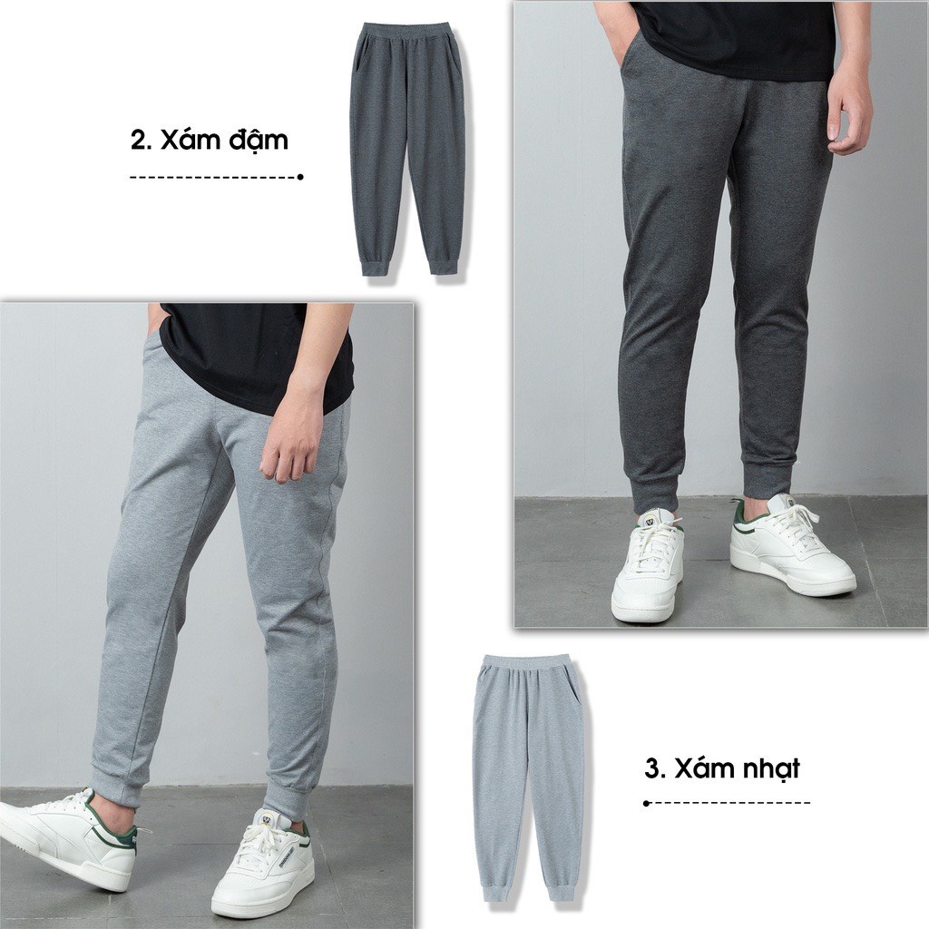 Quần nỉ nam nữ unisex thể thao vải trơn bigsize thu đông 2 màu