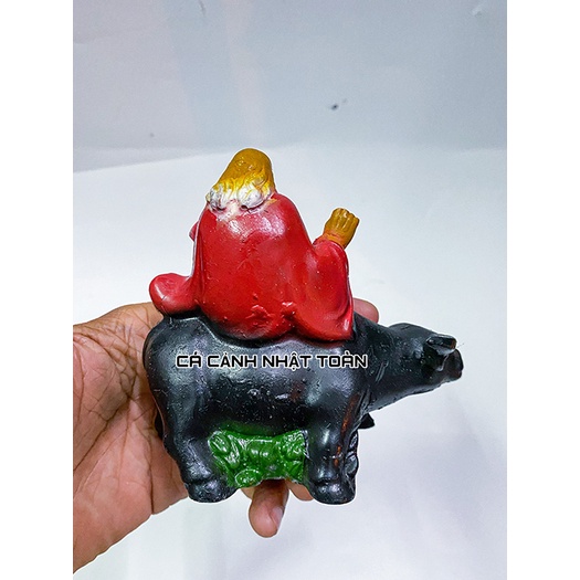 LÃO SƯ ĐỌC SÁCH CỞI TRÂU TRANG TRÍ BỂ CÁ, TIỂU CẢNH 12X6X11CM