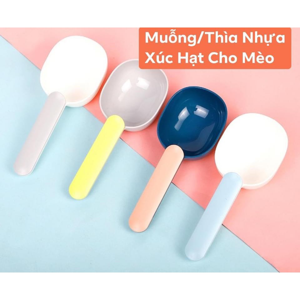 Muỗng/Thìa Xúc Hạt Thức Ăn Khô Cho Mèo/Chó - Thiết Kế Cute - Màu Sắc Sang Trọng - Chọn Màu Thoải Mái