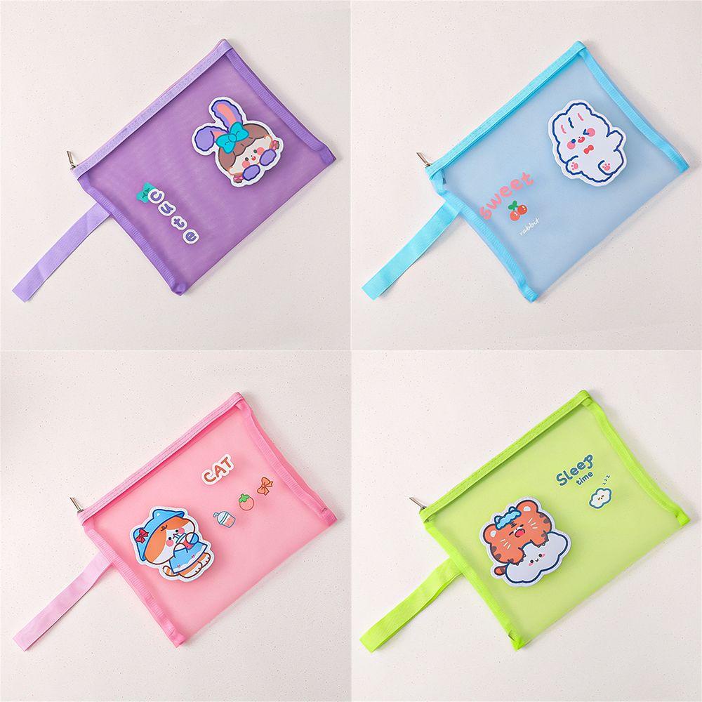 Túi Đựng Bút Dạng Lưới Trong Suốt Hình Thỏ Dễ Thương