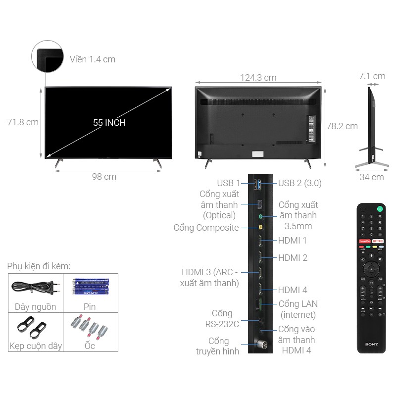 Android Tivi Sony 4K 55 inch KD-55X8000H | BigBuy360 - bigbuy360.vn