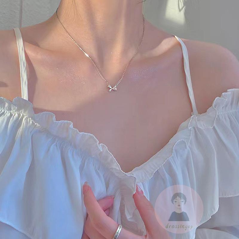 Vòng Cổ Mặt Nơ Thiết Kế Đơn Giản Cho Nữ