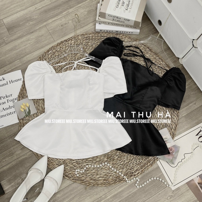 [ẢNH THẬT] ÁO PEPLUM DÁNG BABYDOLL CỔ VUÔNG TAY BỒNG DÂY NƠ LƯNG APCVTB | BigBuy360 - bigbuy360.vn