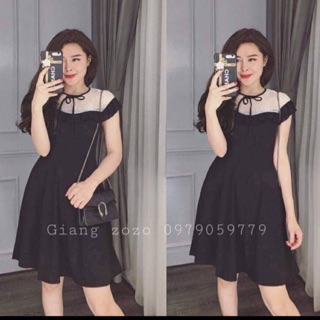 Váy tiểu thư tay ngắn phối ren
