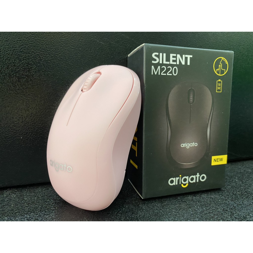 Chuột không dây,  Blutooth ARIGATO M220. Chuột máy tính không tiếng ồn- Hàng Chính Hãng Tặng Kèm Pin AA