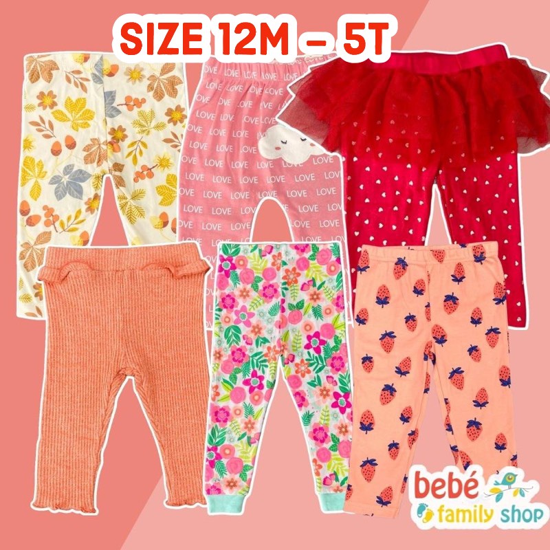 Quần dài bé gái xuất dư Carters 12M 18M 24M 3T 4T 5T Quần legging dài trẻ em gái - bebefamilyshop- QGCA QGC