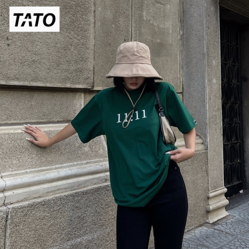 Áo Thun TATO Tay Lỡ 11:11 , Áo Phông Cotton Cổ Tròn Unisex Form Rộng Phong Cách Hàn Quốc - TATO Boutique