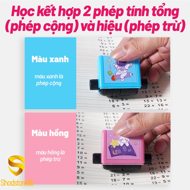 Máy in con dấu lăn tạo phép tính Cộng Trừ Nhân chia đơn giản ngẫu cho bé học sinh học Toán phạm vi 100