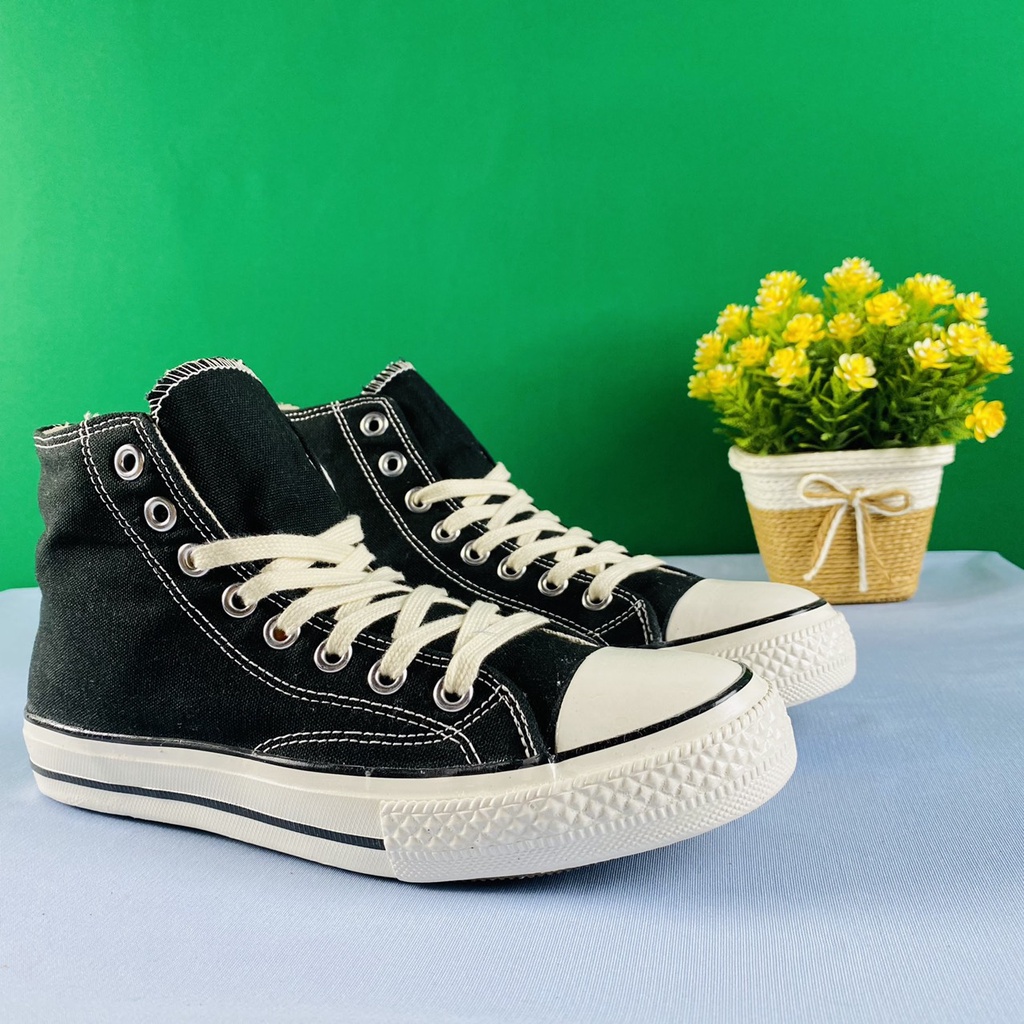 Giày CV Đen Cao cổ - Giày Học Sinh Sinh Viên Hot Trend Sneaker Nam Nữ