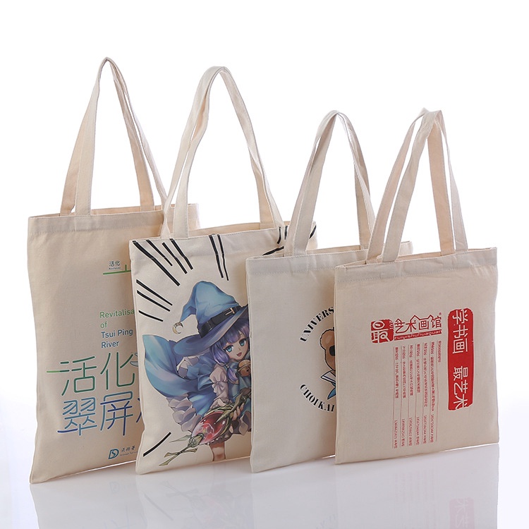 Túi Vải Canvas Mua Sắm Màu Trắng Kem Sức Chứa Lớn Tái Sử Dụng Linh Hoạt Đơn Giản