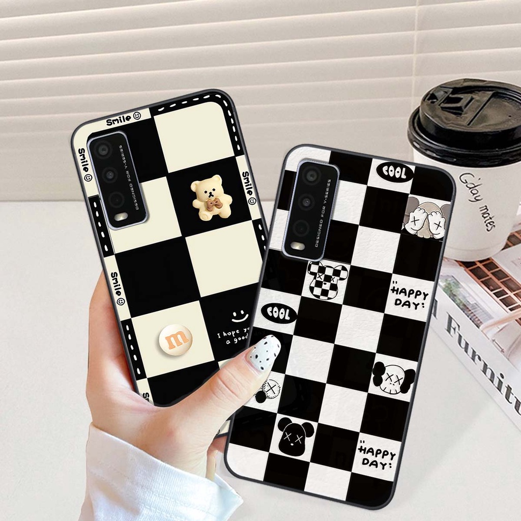 Ốp Vivo Y20 gấu Bear rick caro vuông thời trang siêu đẹp