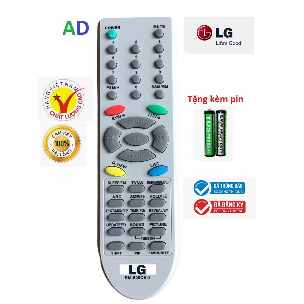 điều khiển tivi LG RM-609CB-3 loại cũ dầy CRT và chưa có mạng internet - Remote Điều khiển tivi LG RM 609CB 3 đời  cổ