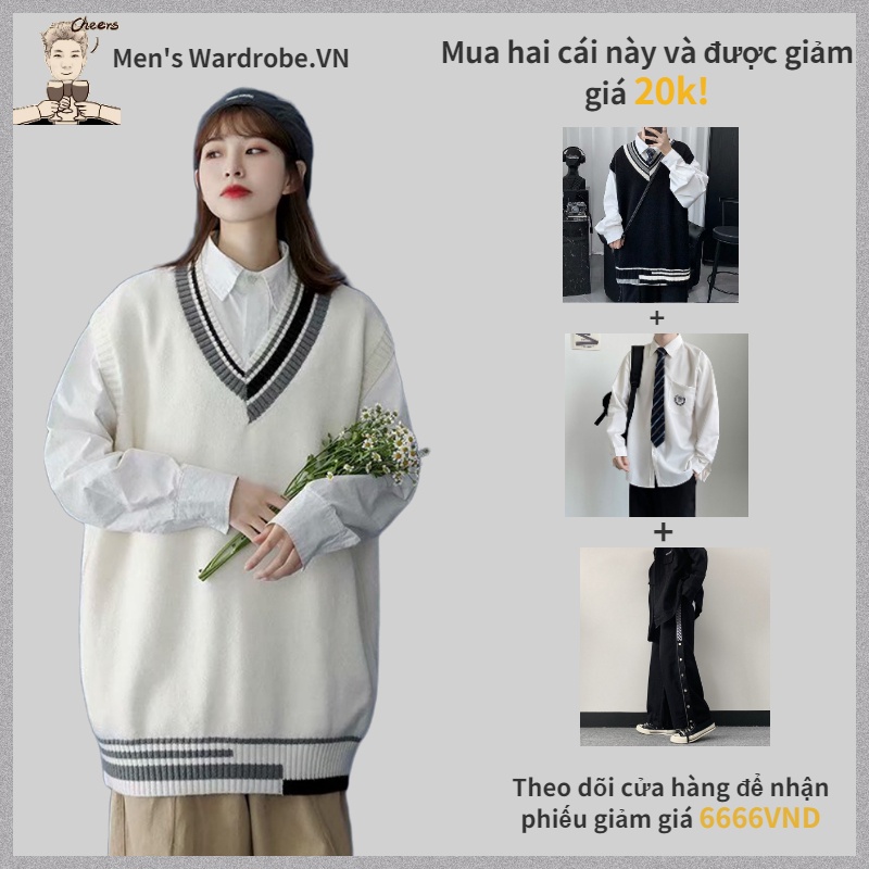 Áo sweater nam áo len không tay thiết kế đơn giản thời trang cho nam áo len kẻ áo thu đông nam áo sweater không tay đồ đông nam