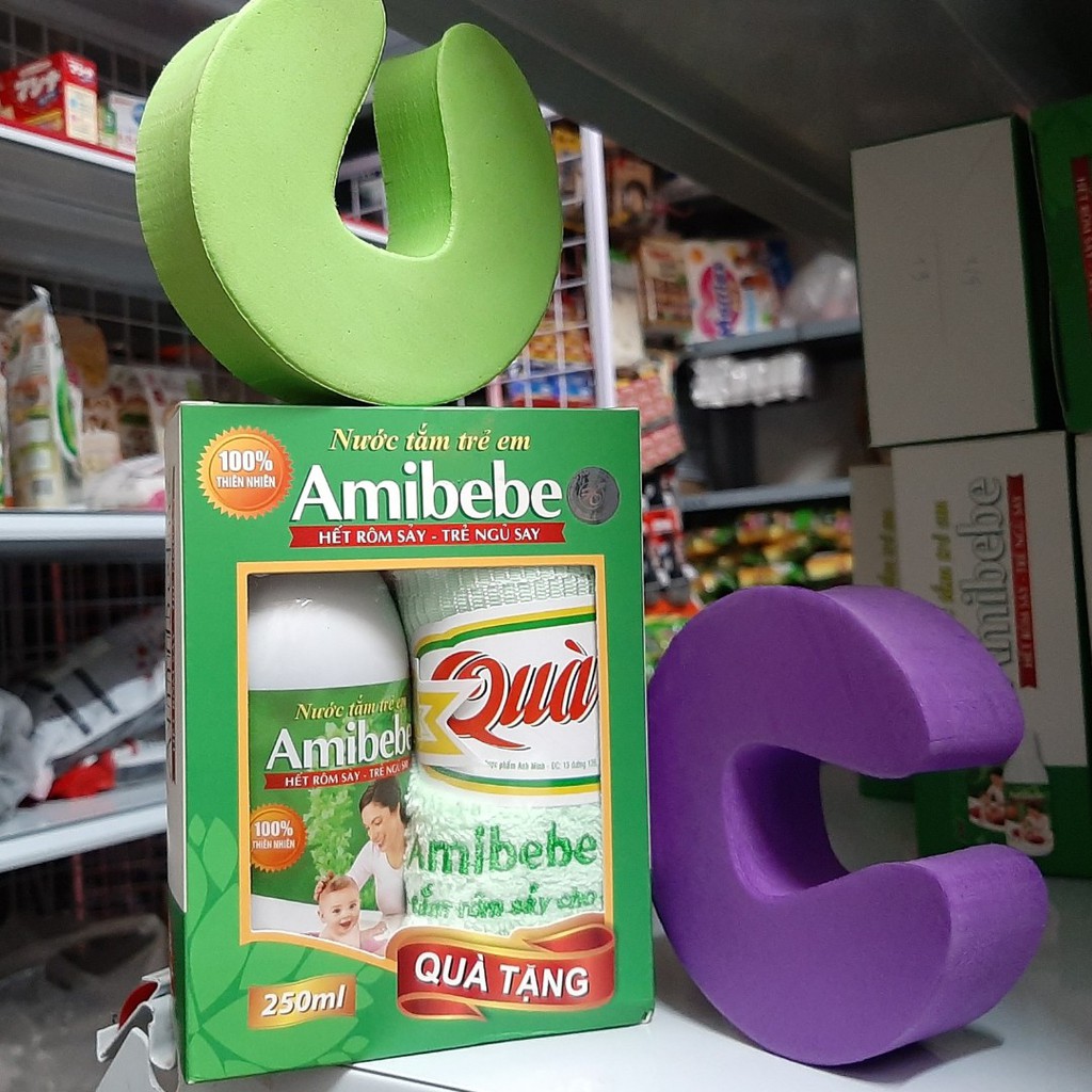 Nước tắm trị rôm sẩy amibebe 250ml (tặng quà)