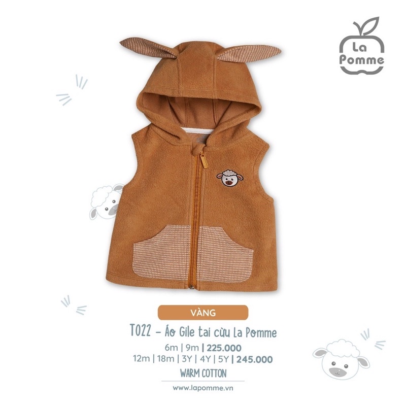 La Pomme áo gile cho bé tai cừu 6m-5y AW2021