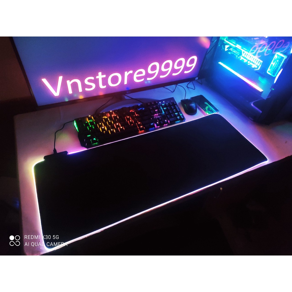 Lót chuột RGB, Pad chuột LED RGB 90x40 80x30 ♥️ FREESHIP ♥️ Bàn di chuột RGB siêu dày siêu bền chống nước