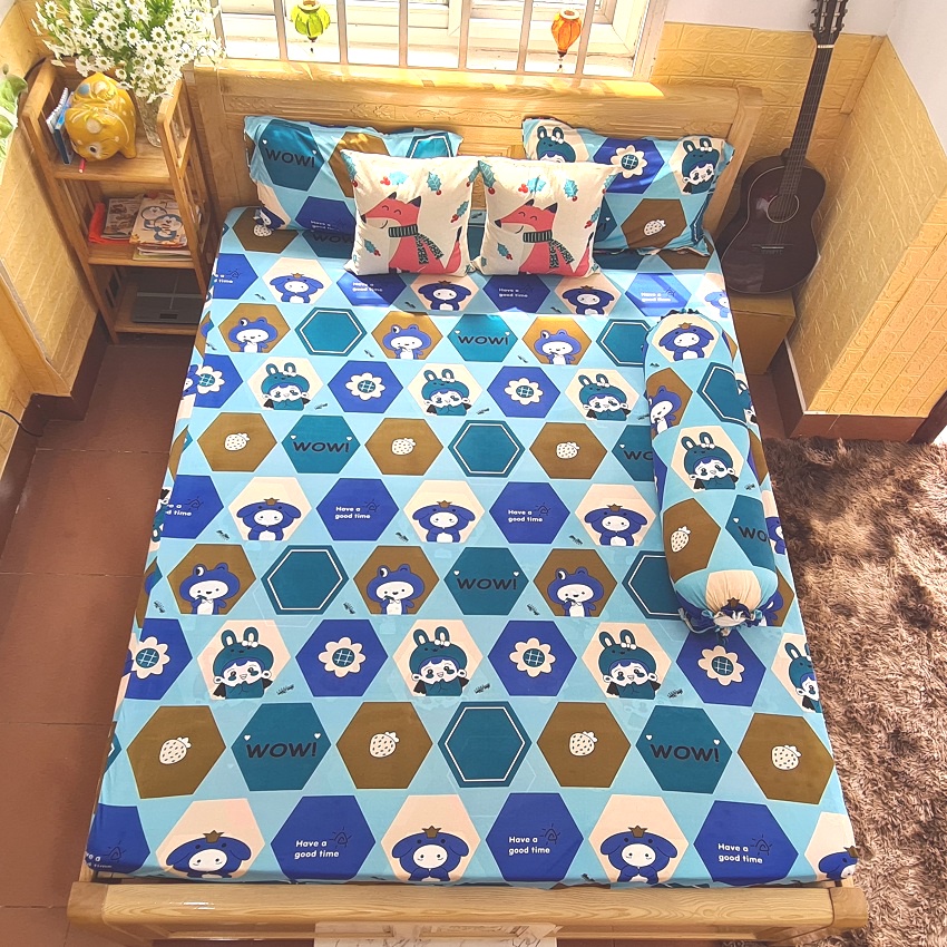 Bộ Drap thun Hàn Quốc đủ size từ 1m đến 1m8, Bộ chăn drap thun chất liệu thun cao cấp không nhăn tại Drap Long Việt