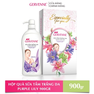 Hộp quà sữa tắm trắng da Gervenne Purple Lily 900gr