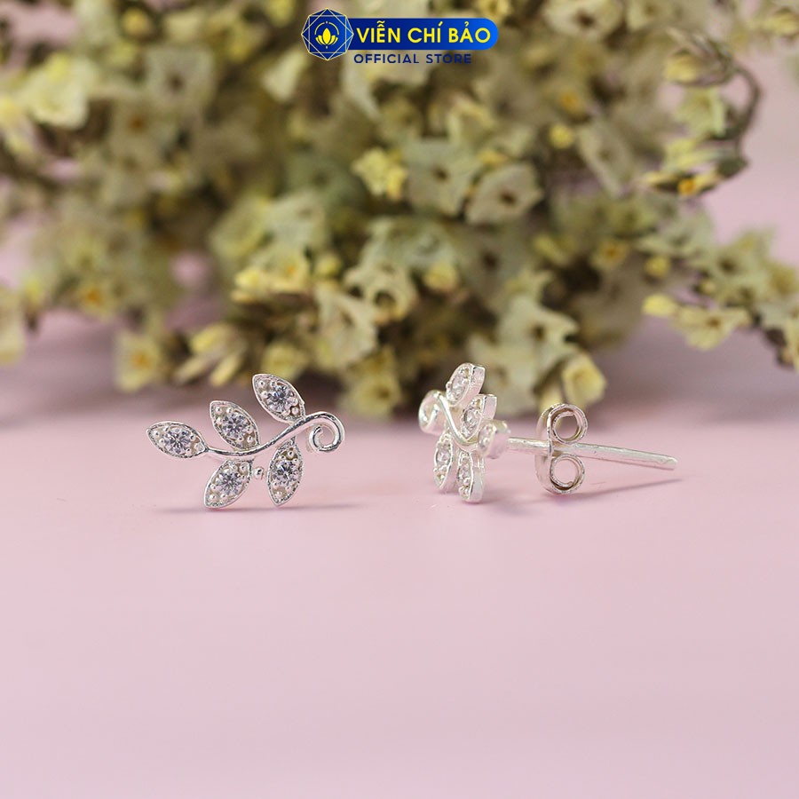 Bông tai bạc nữ lá nguyệt quế chất liệu bạc S925 thời trang phụ kiện trang sức nữ Viễn Chí Bảo B400596