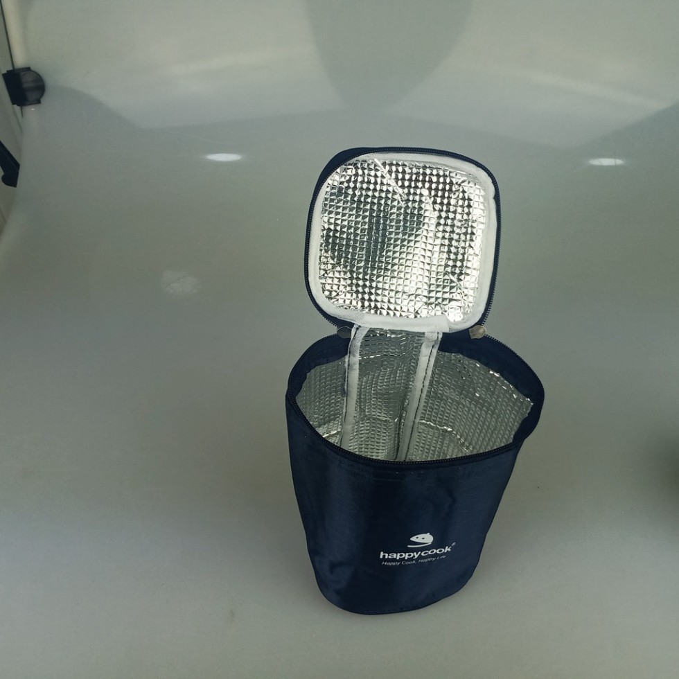 Hộp cơm sứ 3 tầng tròn Happycook có túi đựng cao cấp