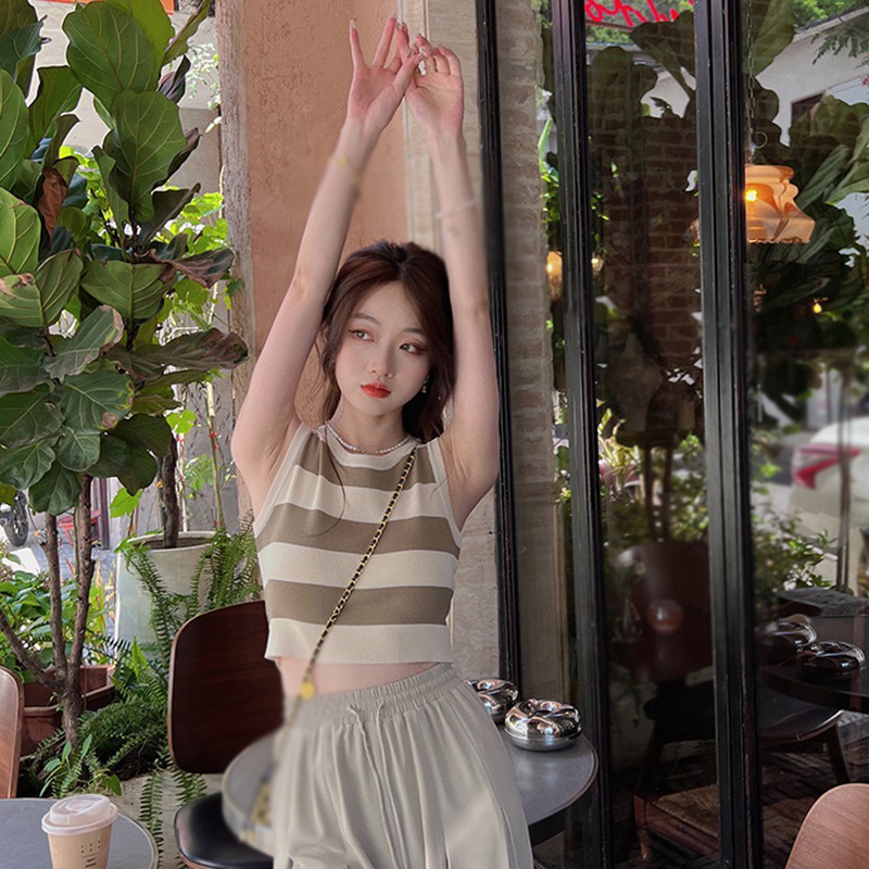 Áo Tank Top Dệt Kim Sát Nách Form Ôm Phong Cách Hàn Quốc