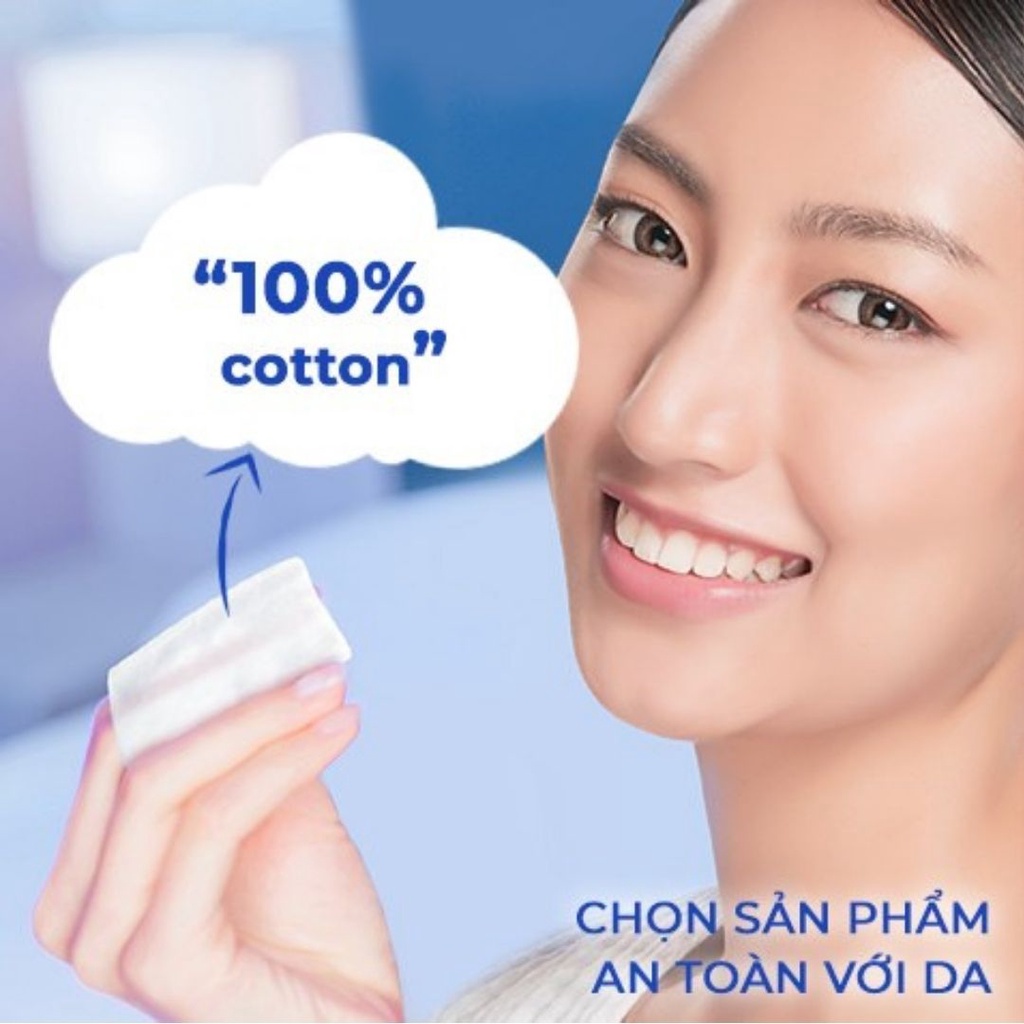 bông tẩy trang 3in1 bạch tuyết mềm mịn 100% bông xơ tự nhiên 120 miếng