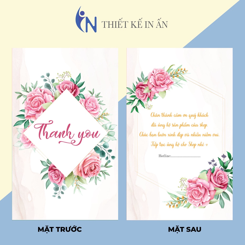 Hộp 100 card cám ơn, card Thank you Họa tiết hoa lá sáng tạo độc đáo hợp trend (15 mẫu) dành riêng cho shop bán hàng