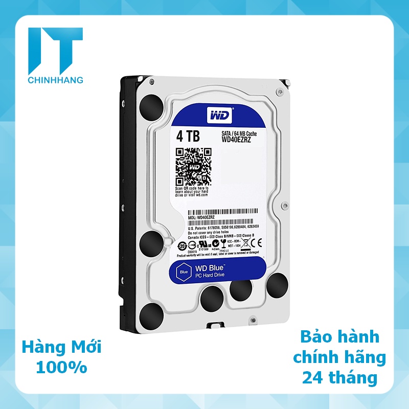 Ổ cứng gắn trong HDD WD 4Tb WD40EZRZ - SATA3 (BLUE) /64 cache - Hàng Chính Hãng