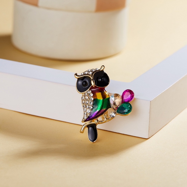 Ghim cài áo hình chim cú đính đá thời trang cho nữ