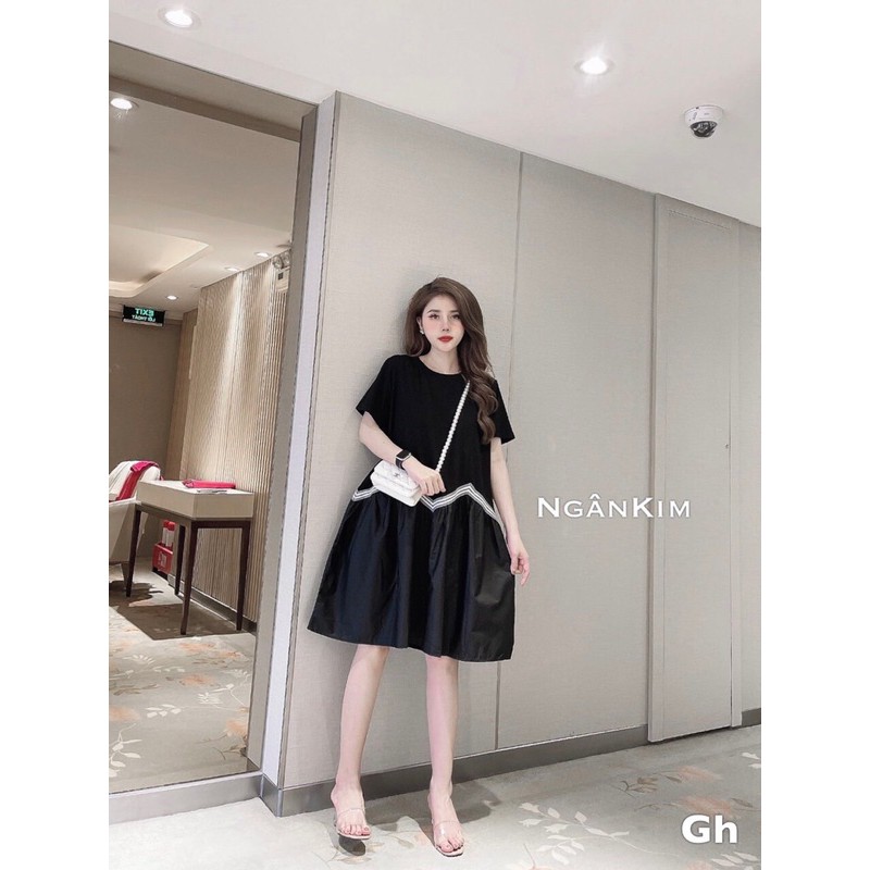 Đầm xòe nữ xinh hàng thiết kế dáng rộng suông, đầm cho bà bầu