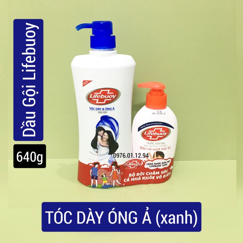 Dầu gội Lifebuoy Tóc Dày Óng Ả Xanh và Tóc Mềm Mượt Hồng 640g