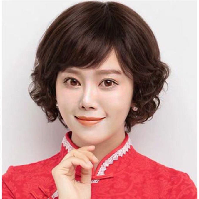 🌿Tặng Lưới🌿 Tóc giả nữ trung niên nguyên đầu tự nhiên - TG49