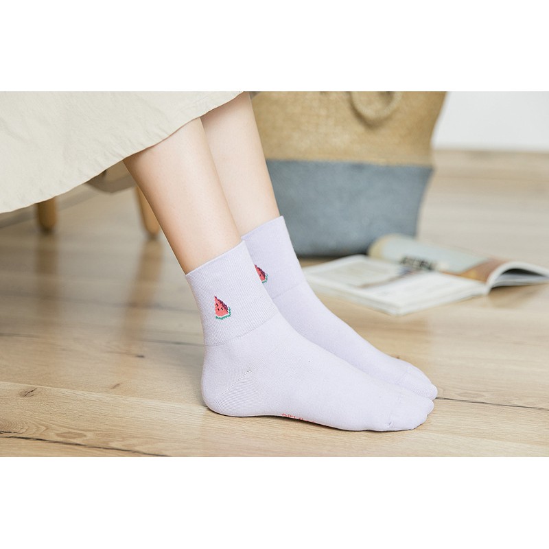 Vớ cao cổ trái cây màu vintage, tất cổ cao thun len ulzzang NEKO