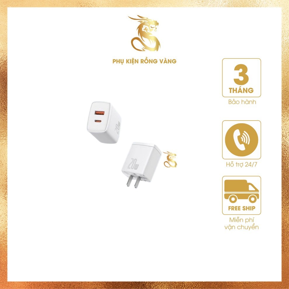 [Mã SKAMSALE03 giảm 10% đơn 200k] Cốc sạc nhanh siêu nhỏ gọn Baseus Compact Quick Charger 20W- chính hãng