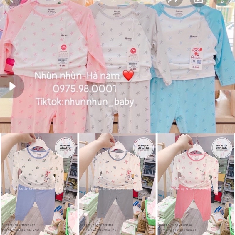 {Nhùn nhùn}Bộ Avaler sợi tre cải tiến mẫu mới cài vai dài tay size 6-9m đến 3-4y(clip ảnh thật)