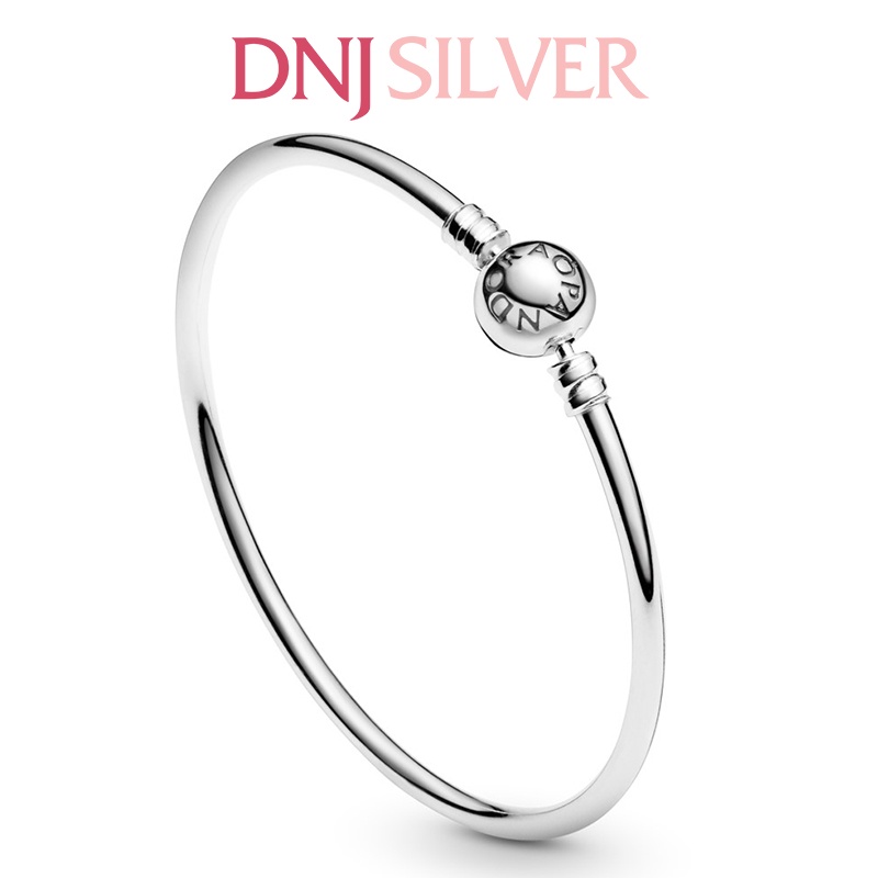 Vòng tay bạc 925 cao cấp - Mẫu vòng Bangle, loại vòng cứng chốt tròn, có thể mix thêm hạt charm vào vòng theo ý thích