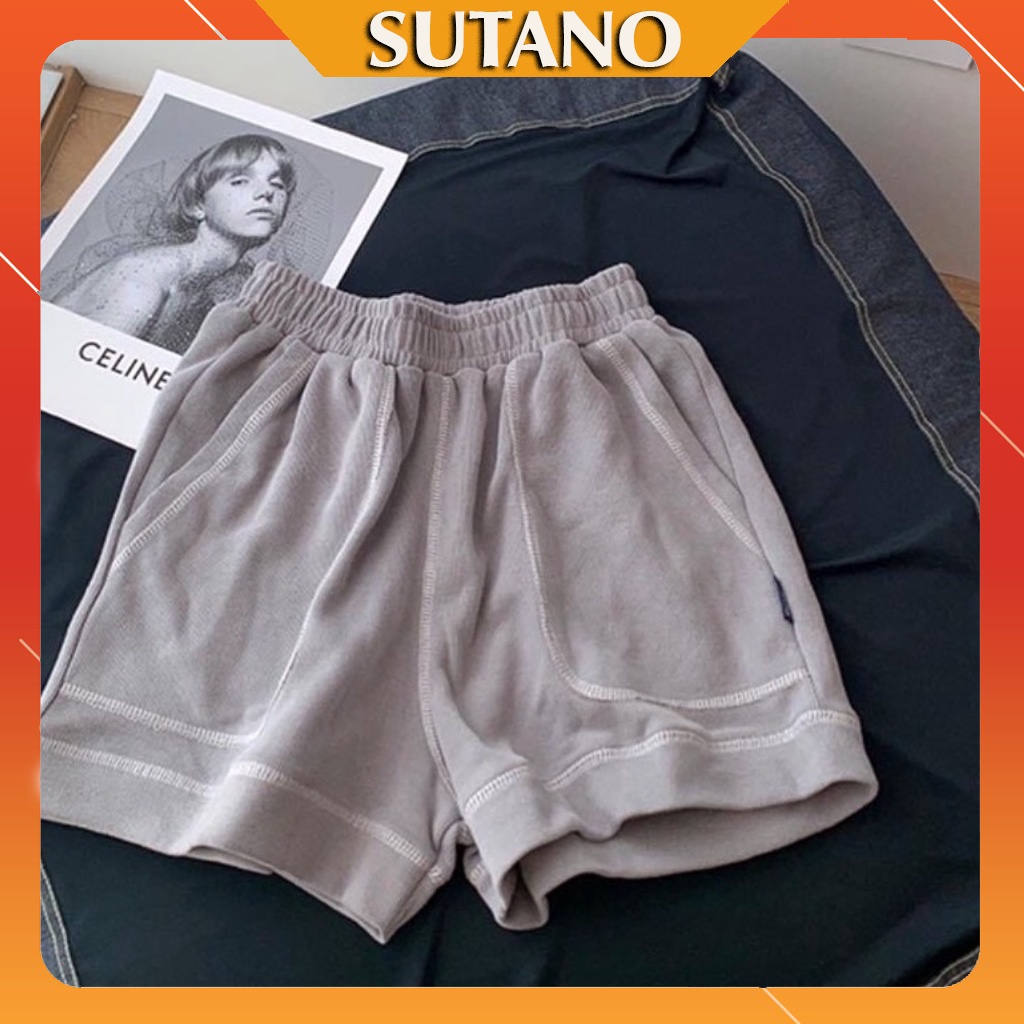 Quần Short  đùi nữ chỉ nổi SUTANO chạy viền dáng suông, thun trơn nhiều màu Q400 | BigBuy360 - bigbuy360.vn